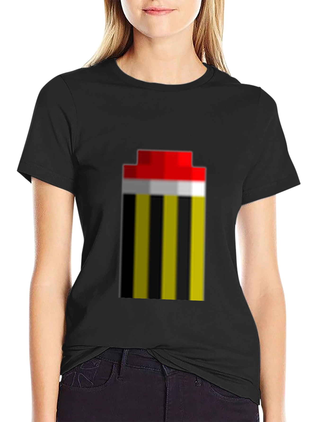 Pixel Art Stripe Tee - Retro Gaming Fashion