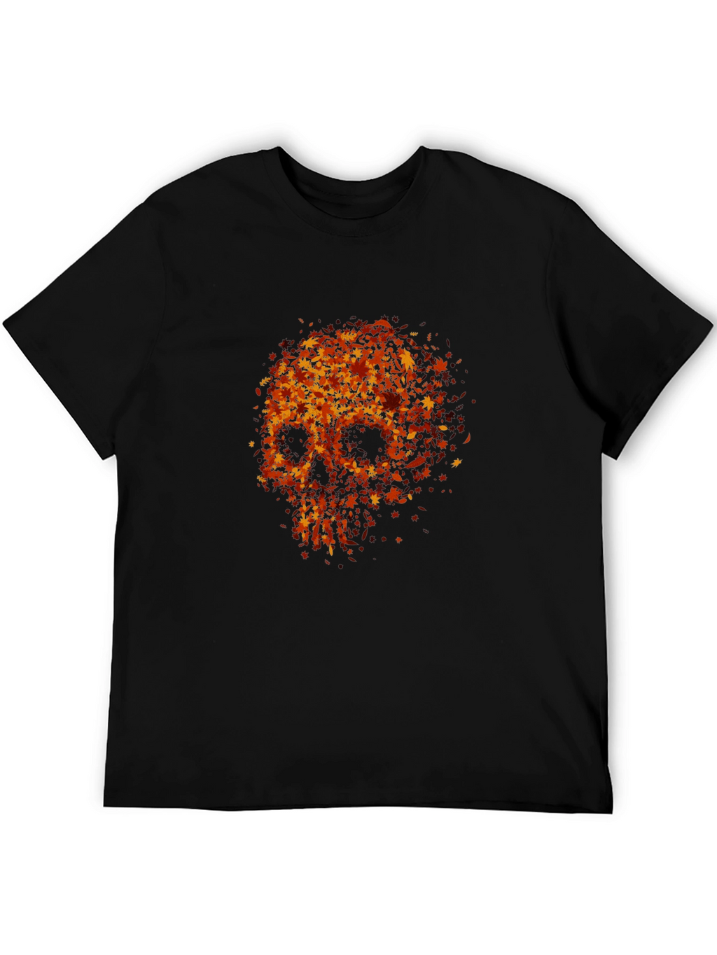 Skull Made of Leaves Graphic Tee - Black