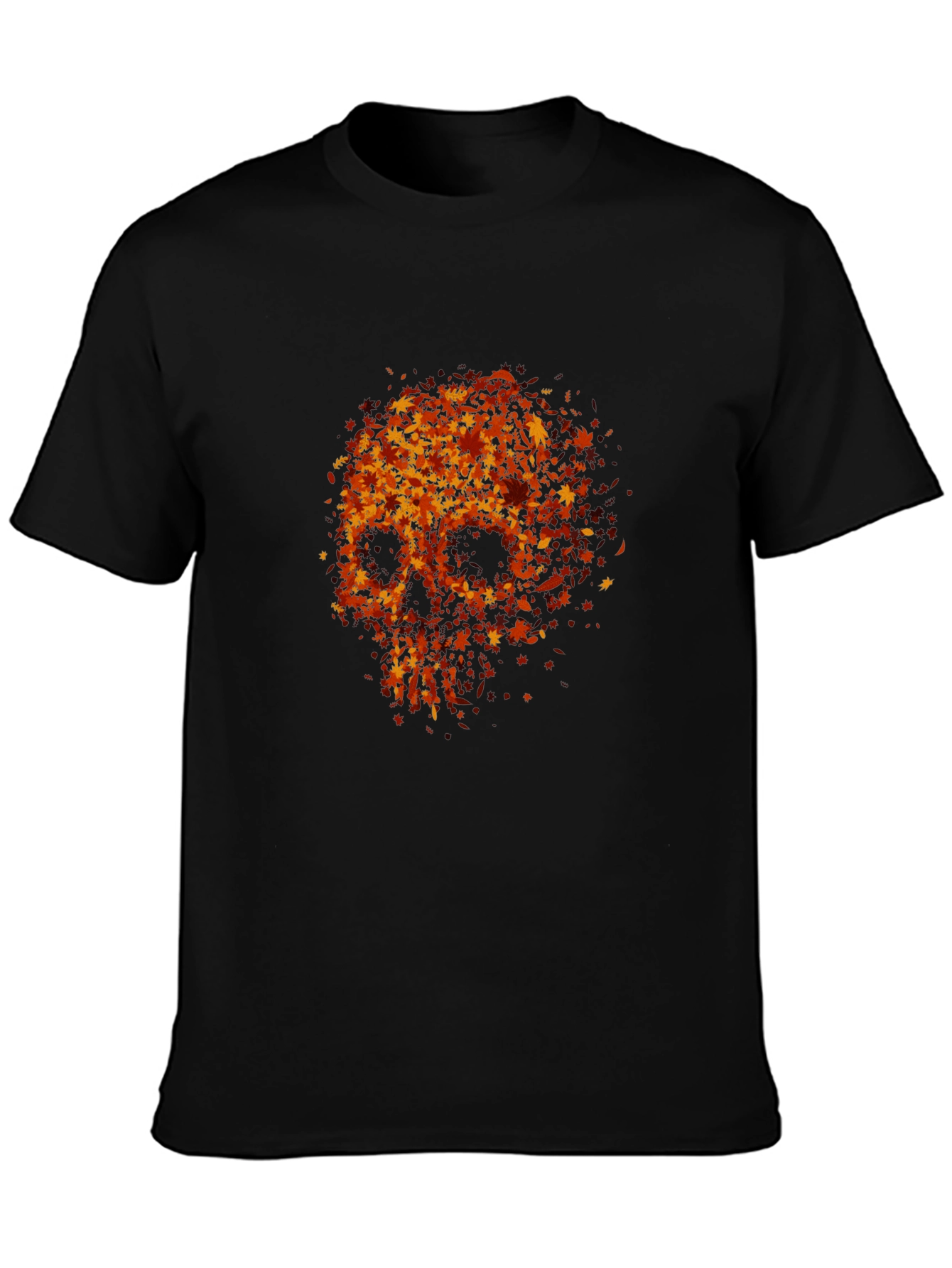 Skull Made of Leaves Graphic Tee - Black