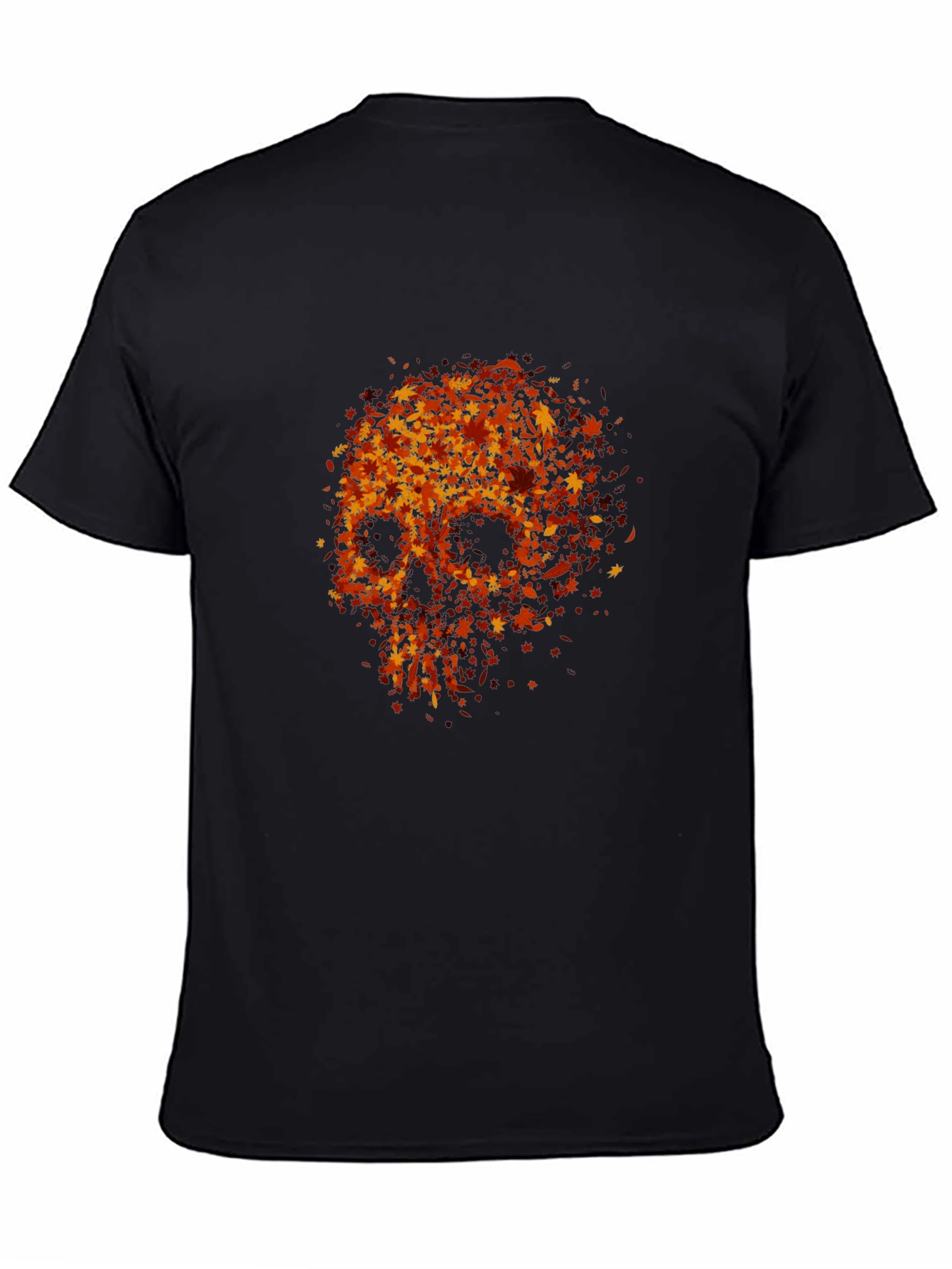 Skull Made of Leaves Graphic Tee - Black