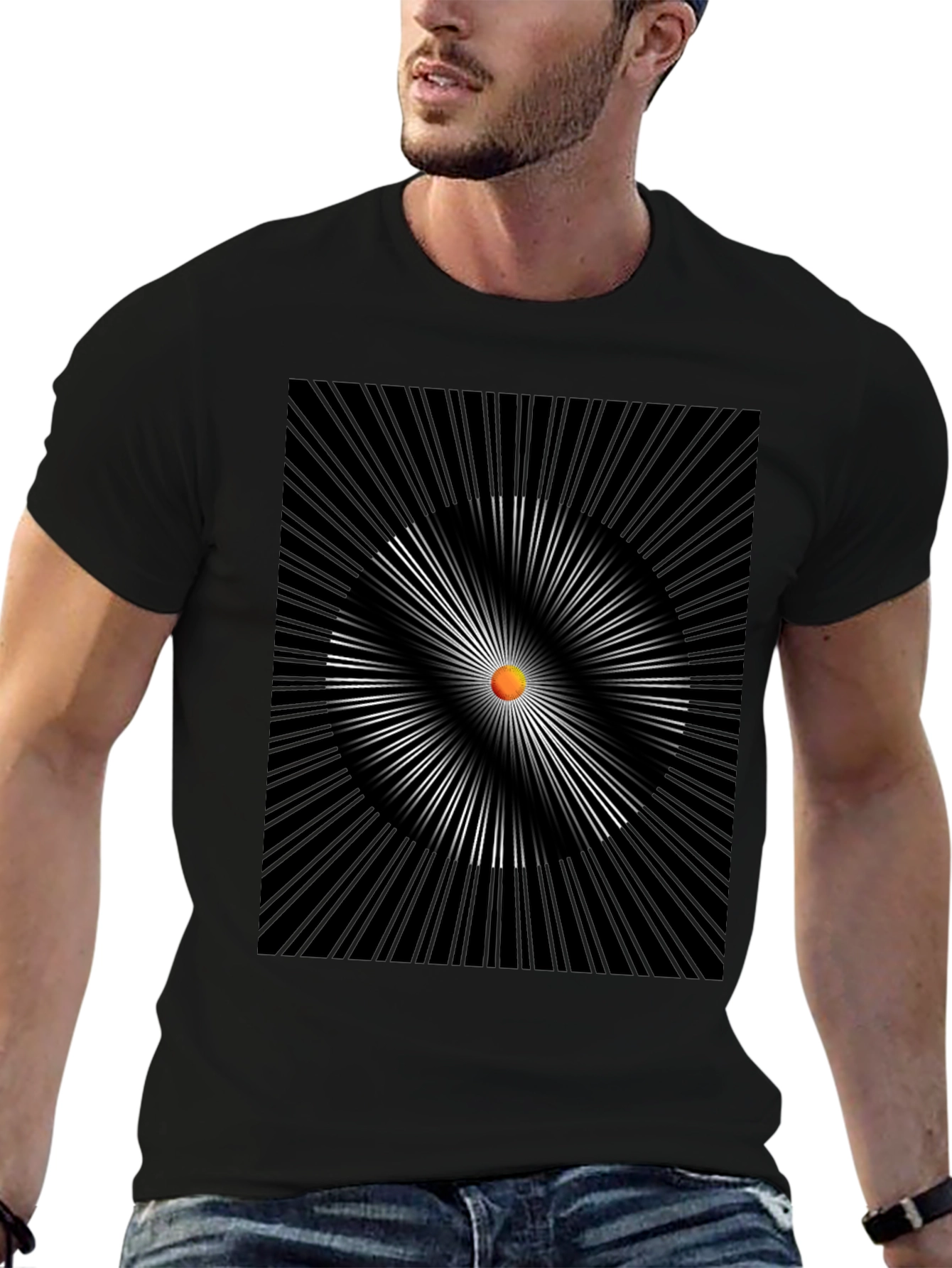 Abstract Circle Graphic Black T-Shirt