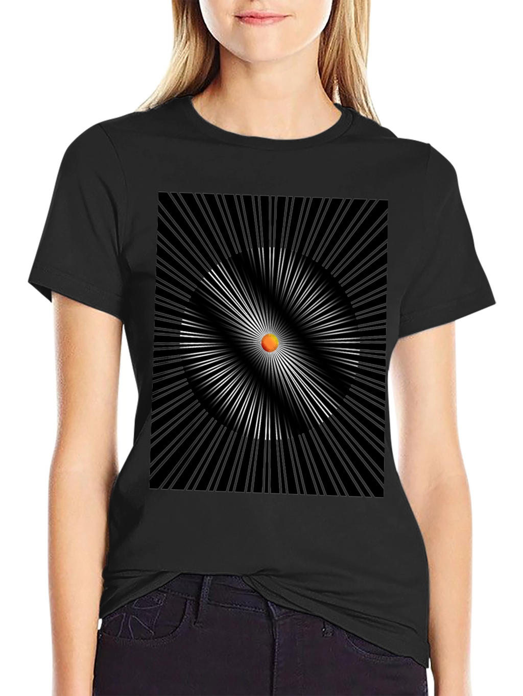 Abstract Circle Graphic Black T-Shirt