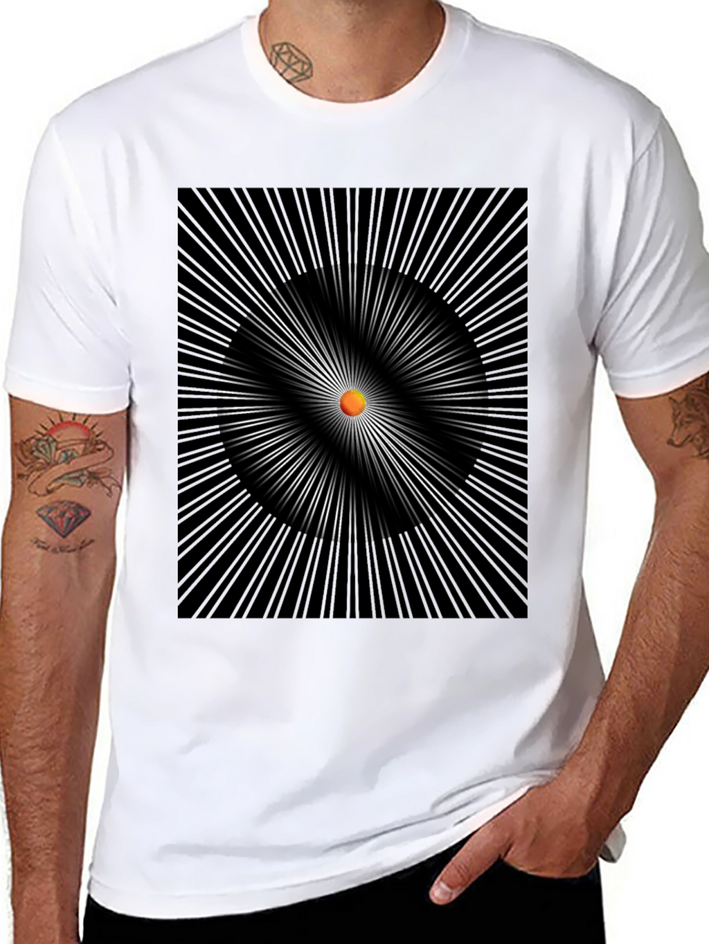 Abstract Circle Graphic Black T-Shirt
