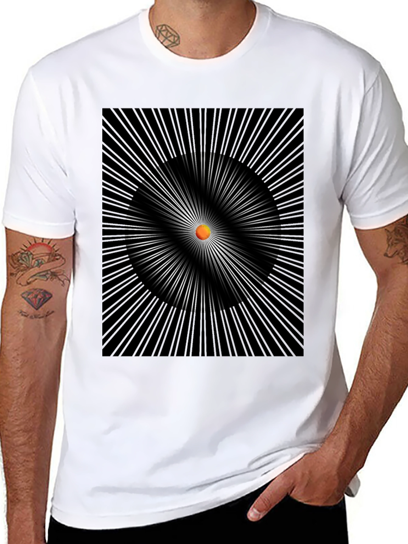 Abstract Circle Graphic Black T-Shirt