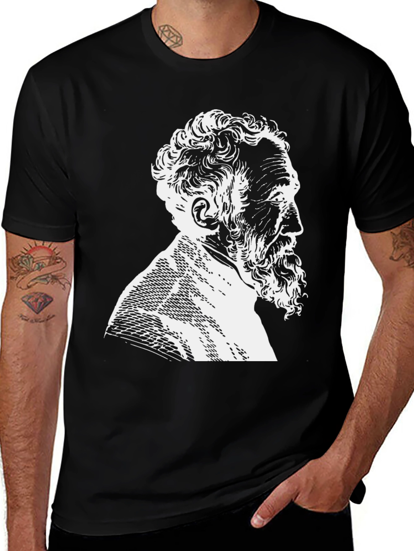 Philosopher Graphic Tee - Black Cotton T-Shirt