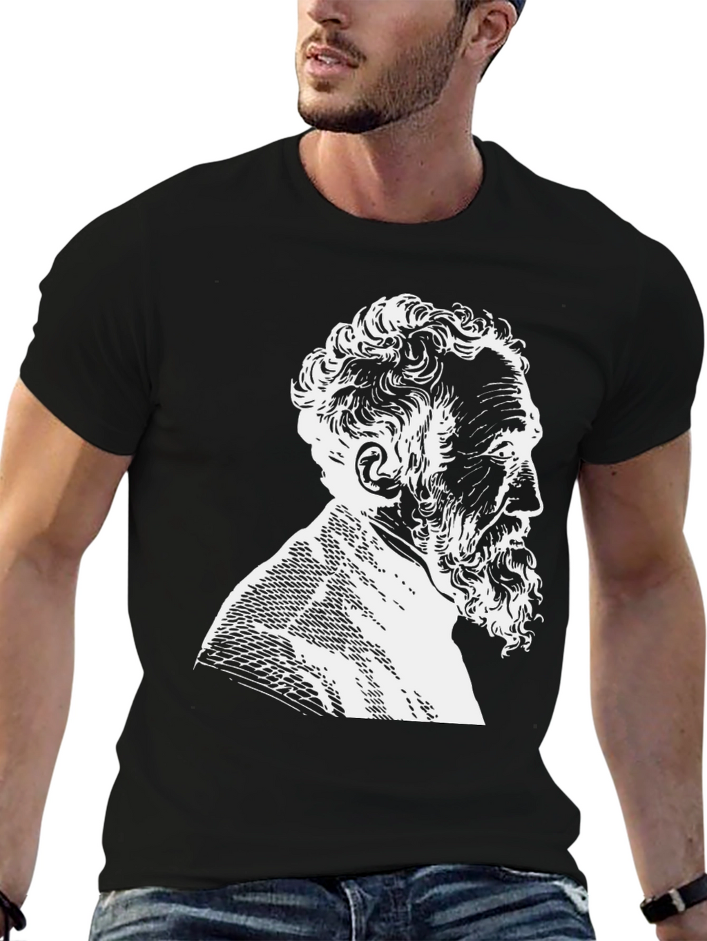 Philosopher Graphic Tee - Black Cotton T-Shirt
