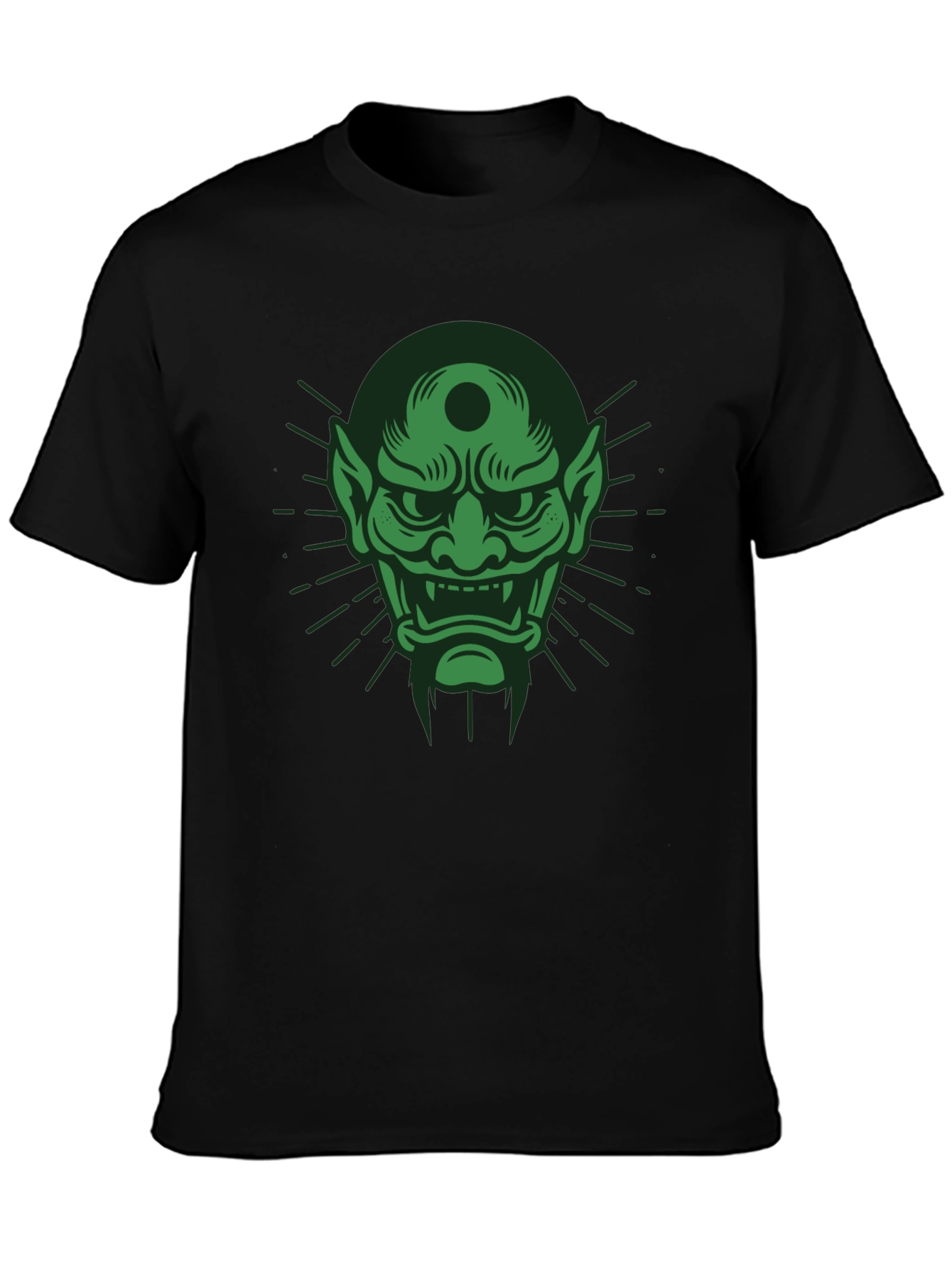 Green Oni Mask Graphic T-Shirt