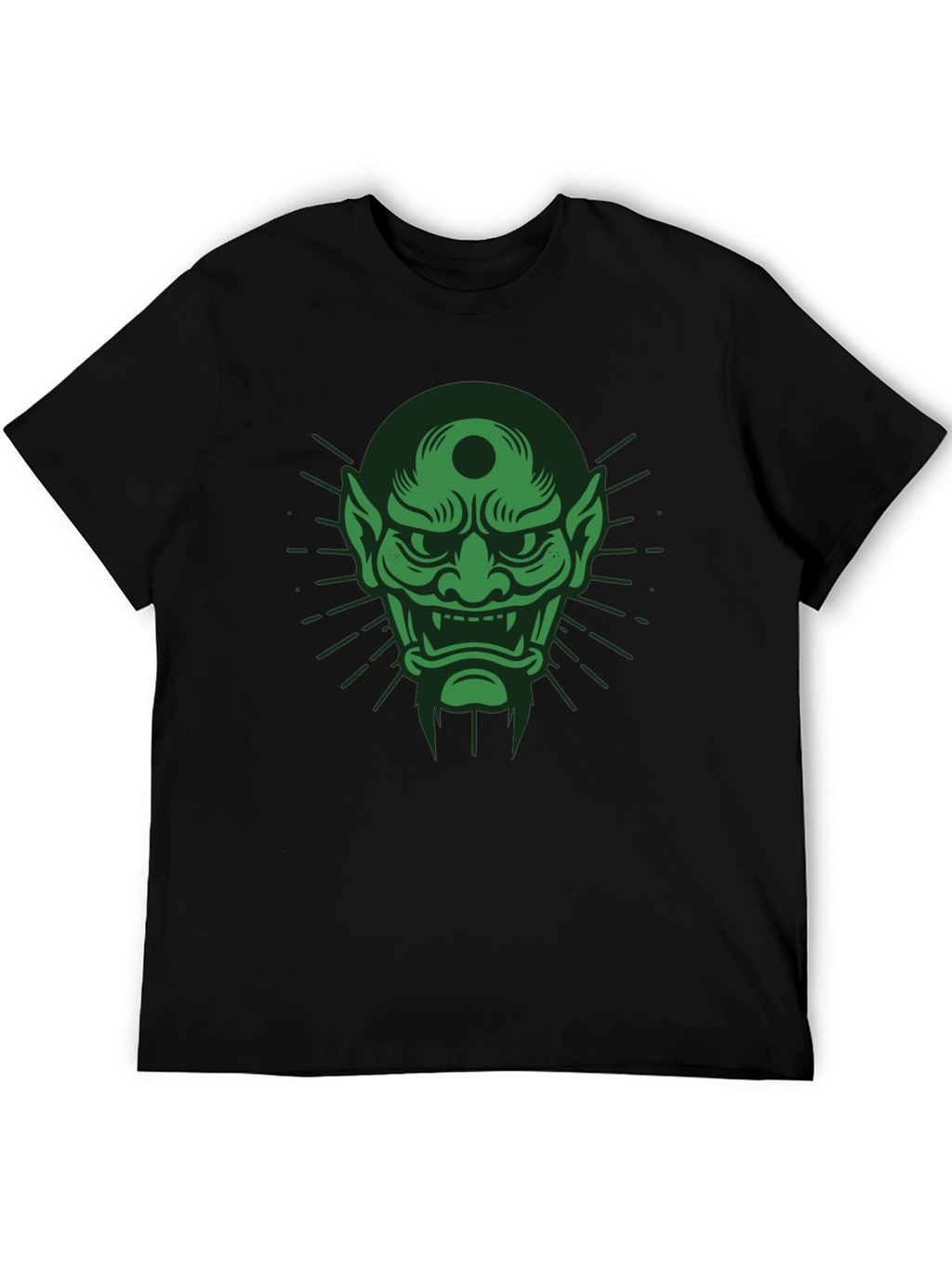 Green Oni Mask Graphic T-Shirt