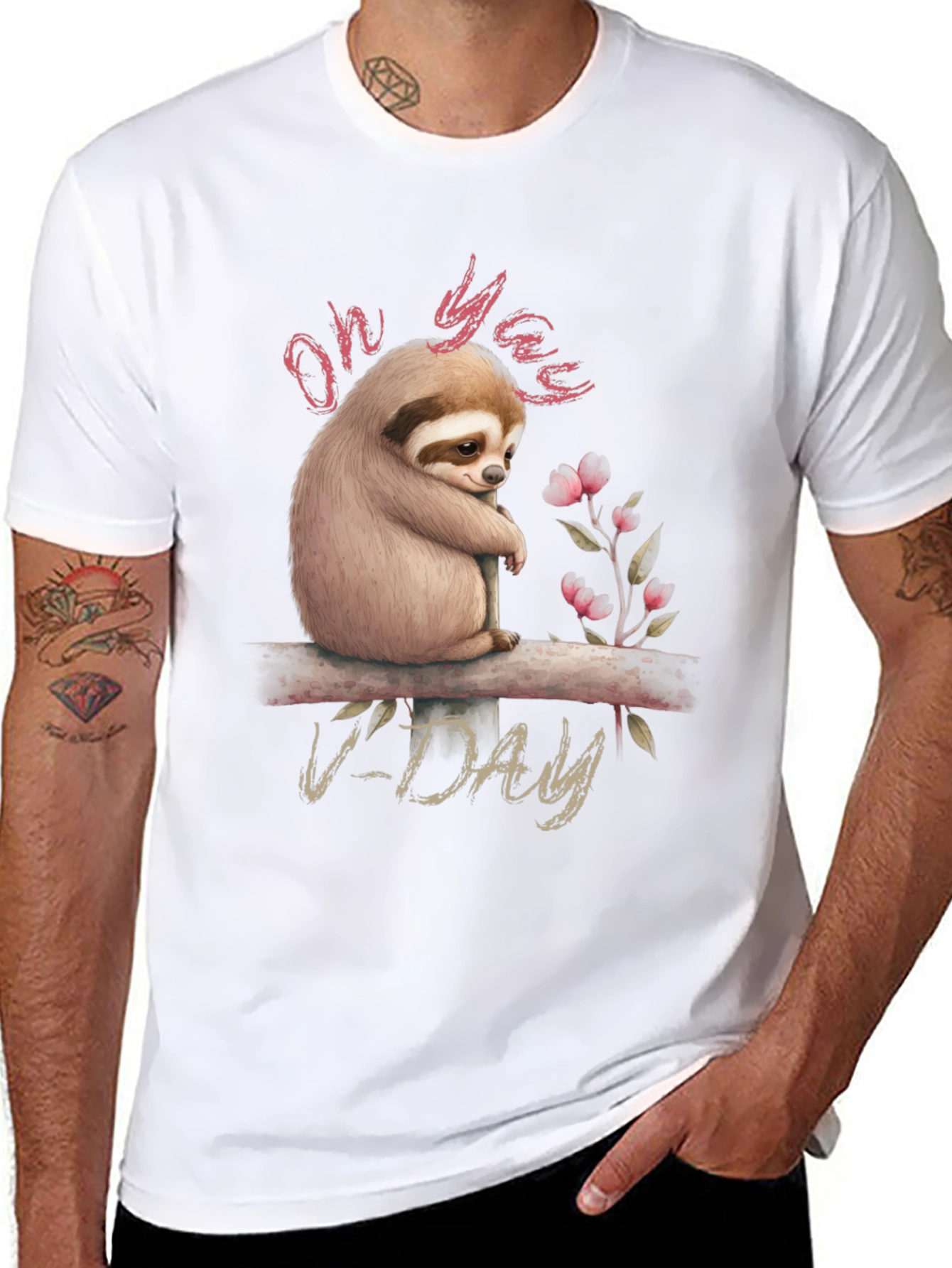 Oh Yaas V-Day Sloth Graphic Tee