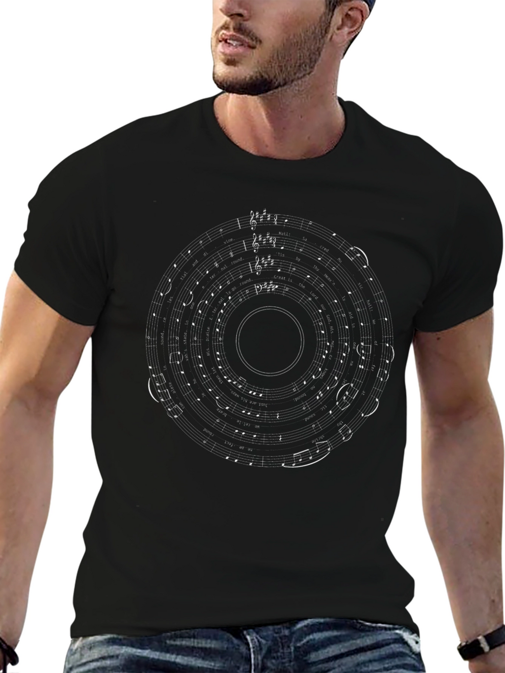 Musical Notes Black T-Shirt