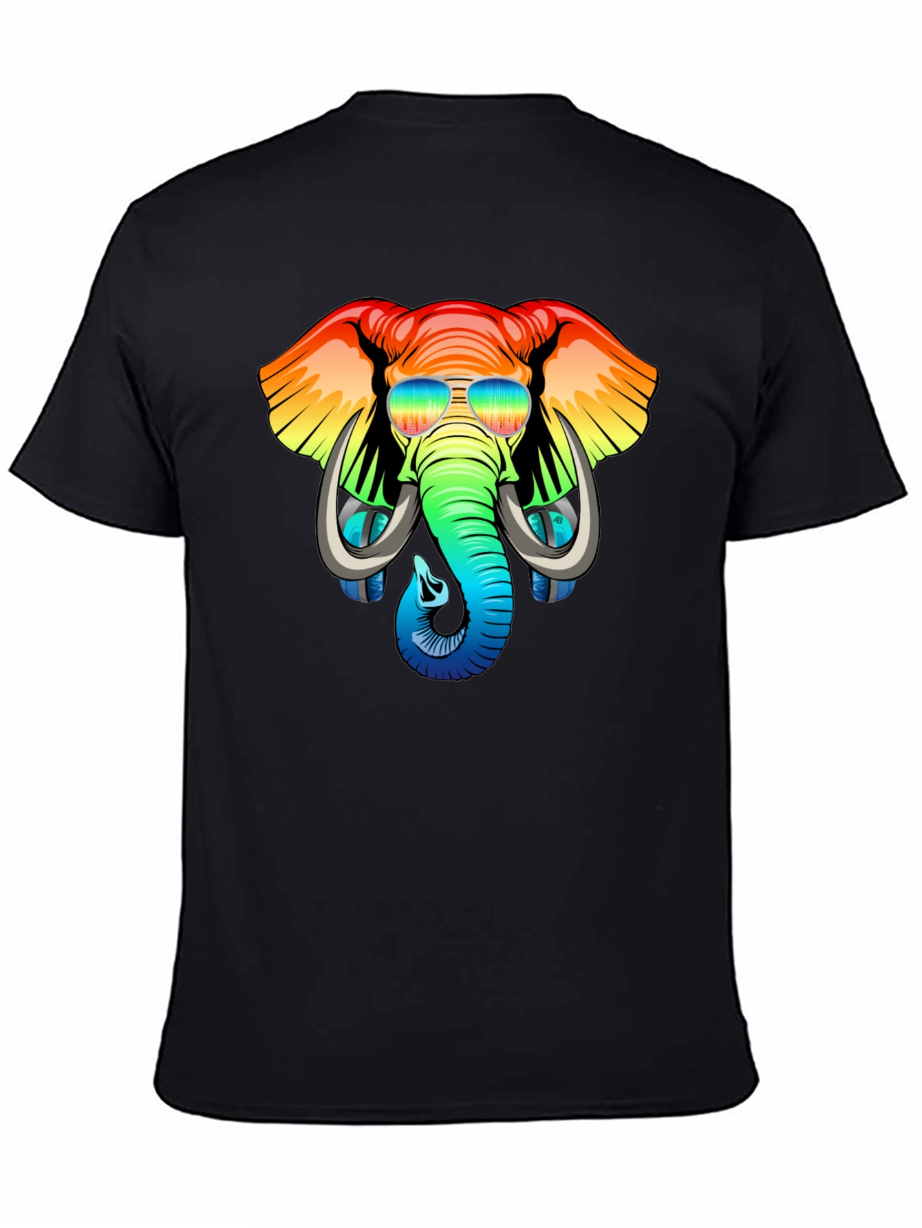 Cool Elephant Graphic Tee - Rainbow Design