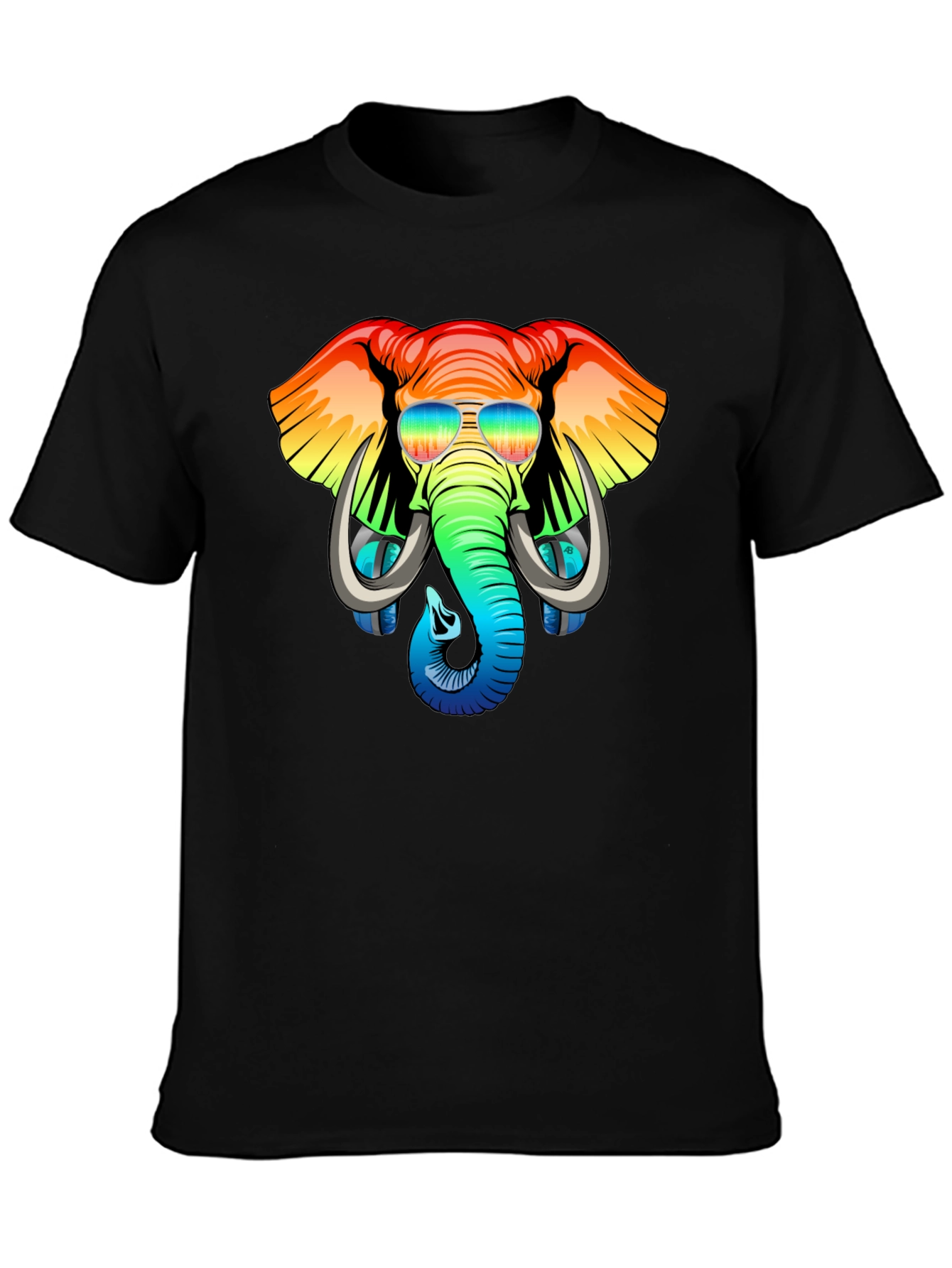Cool Elephant Graphic Tee - Rainbow Design