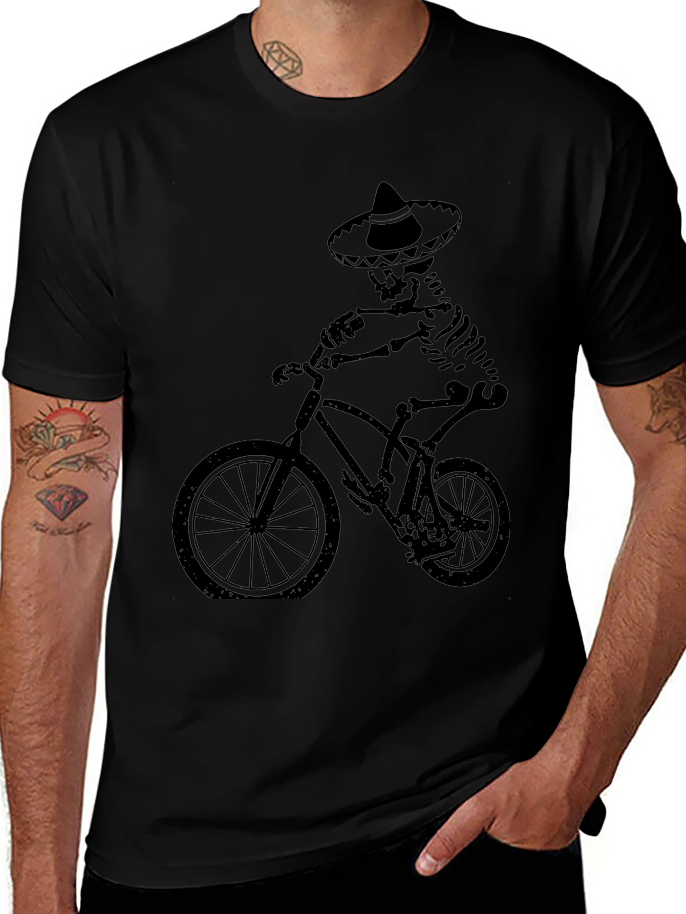 Skeleton Biker Tee - Dia de los Muertos Style