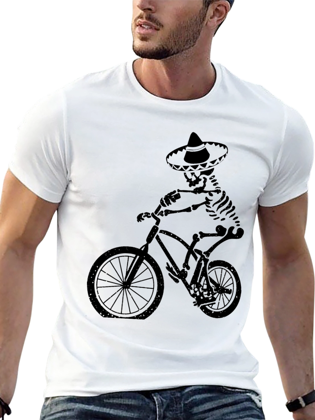 Skeleton Biker Tee - Dia de los Muertos Style