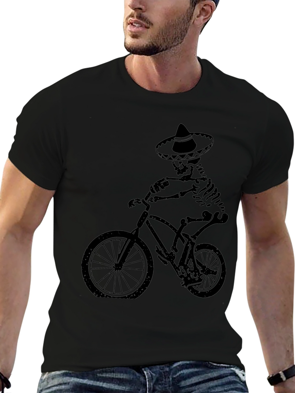 Skeleton Biker Tee - Dia de los Muertos Style