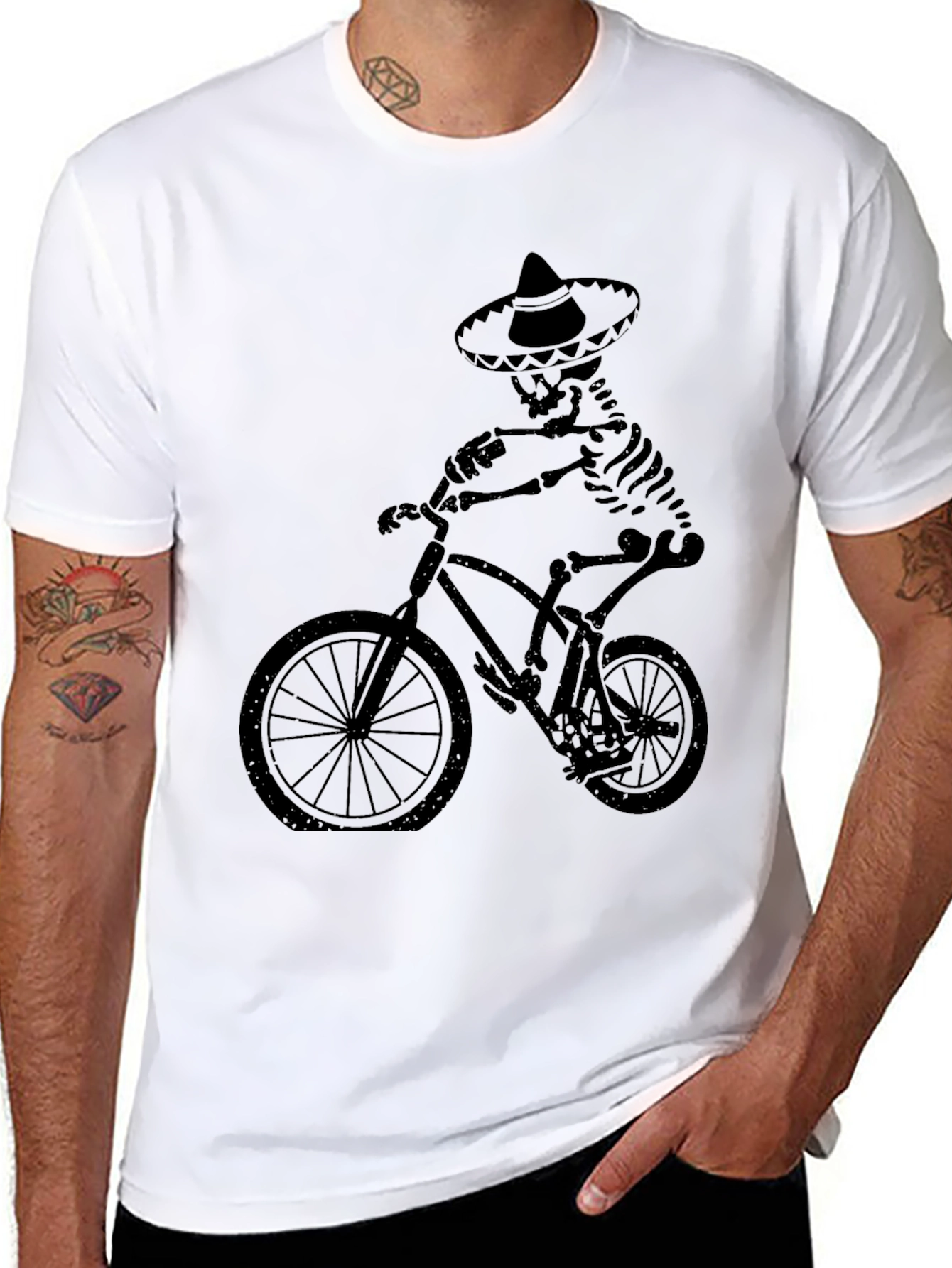 Skeleton Biker Tee - Dia de los Muertos Style