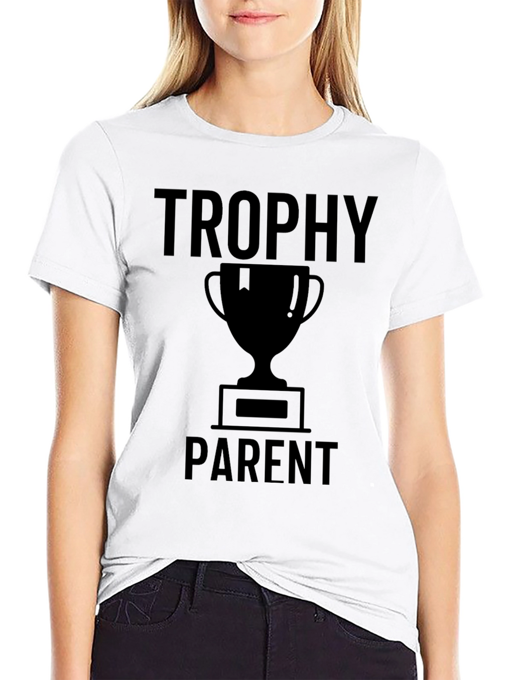 Trophy Parent Graphic T-Shirt - Black Crew Neck Tee