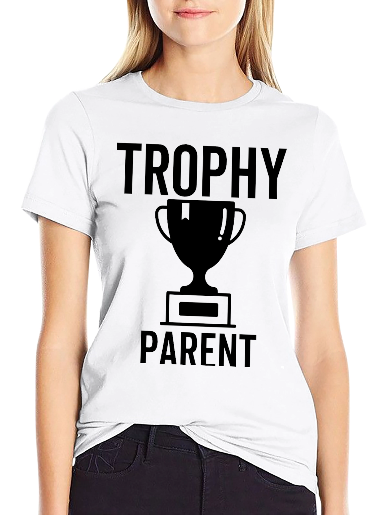 Trophy Parent Graphic T-Shirt - Black Crew Neck Tee