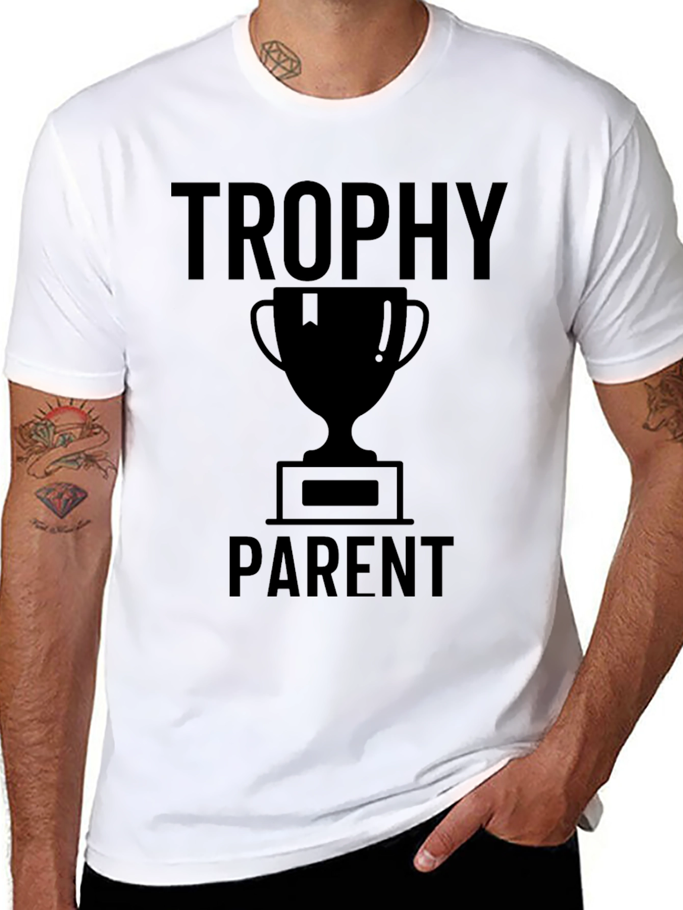 Trophy Parent Graphic T-Shirt - Black Crew Neck Tee