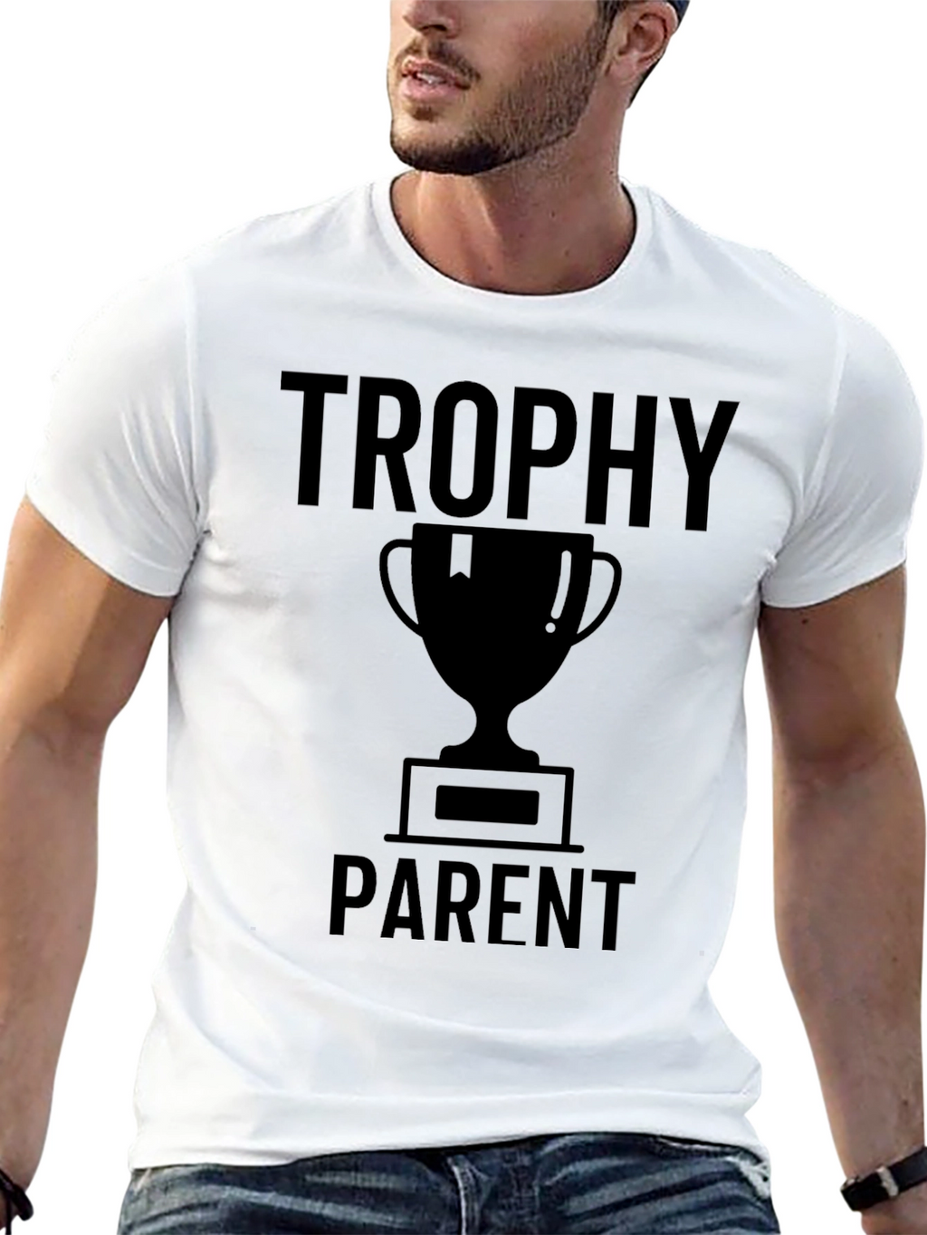 Trophy Parent Graphic T-Shirt - Black Crew Neck Tee