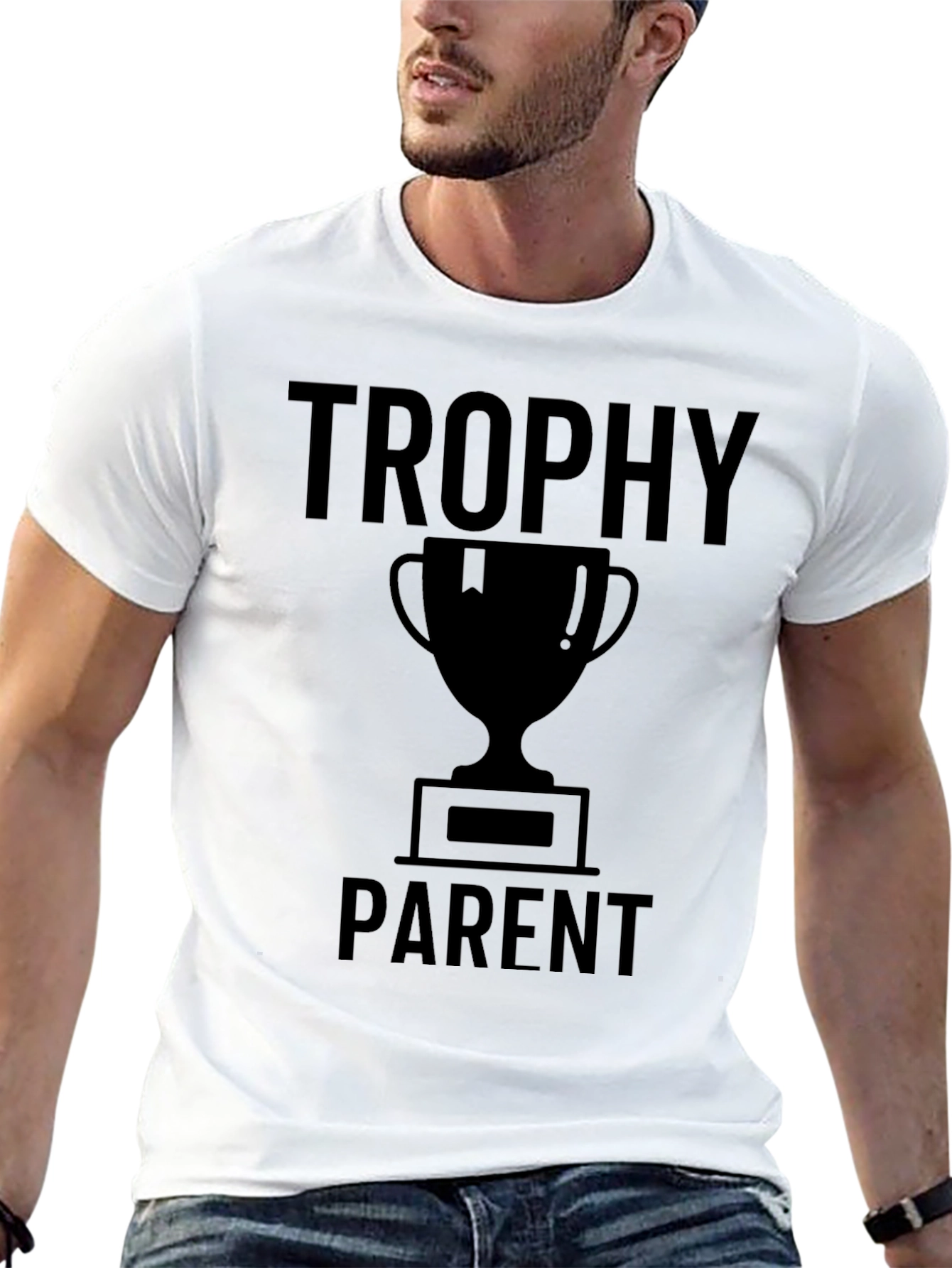 Trophy Parent Graphic T-Shirt - Black Crew Neck Tee