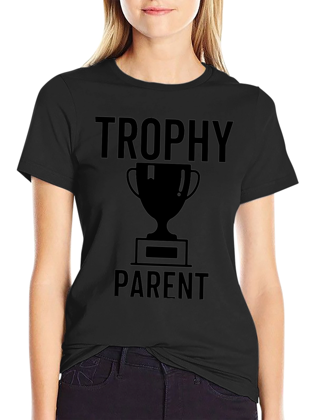 Trophy Parent Graphic T-Shirt - Black Crew Neck Tee