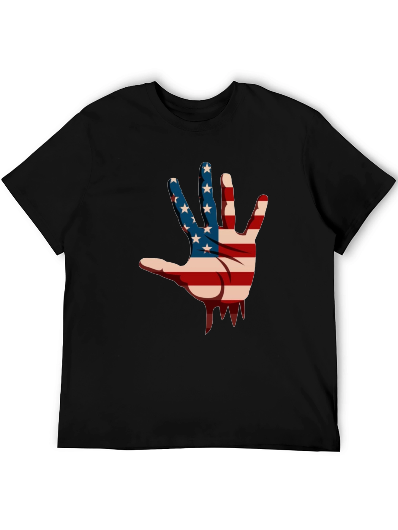 American Flag Hand Graphic Black T-Shirt