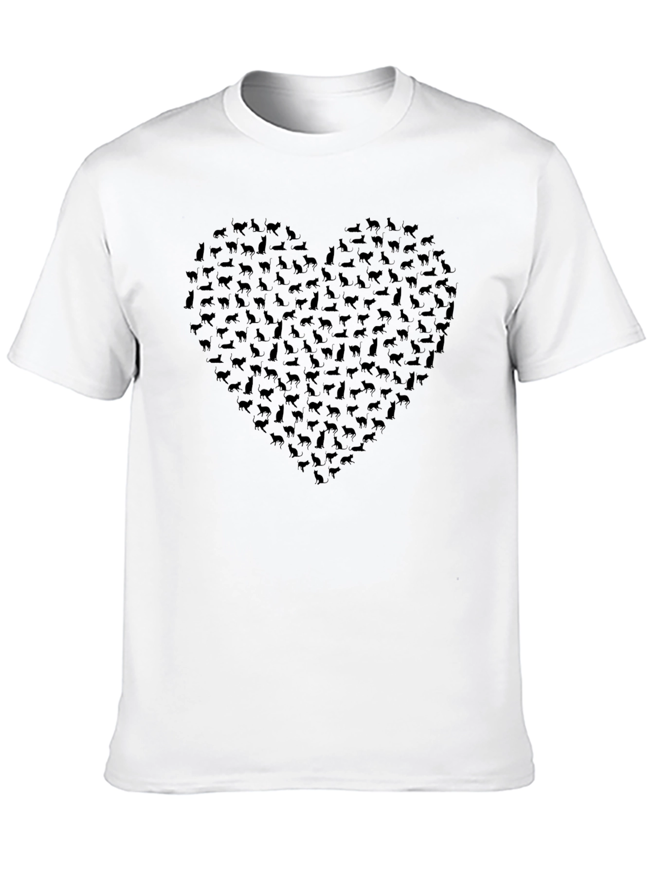 Heart of Cats Graphic Tee - Black Cotton T-Shirt