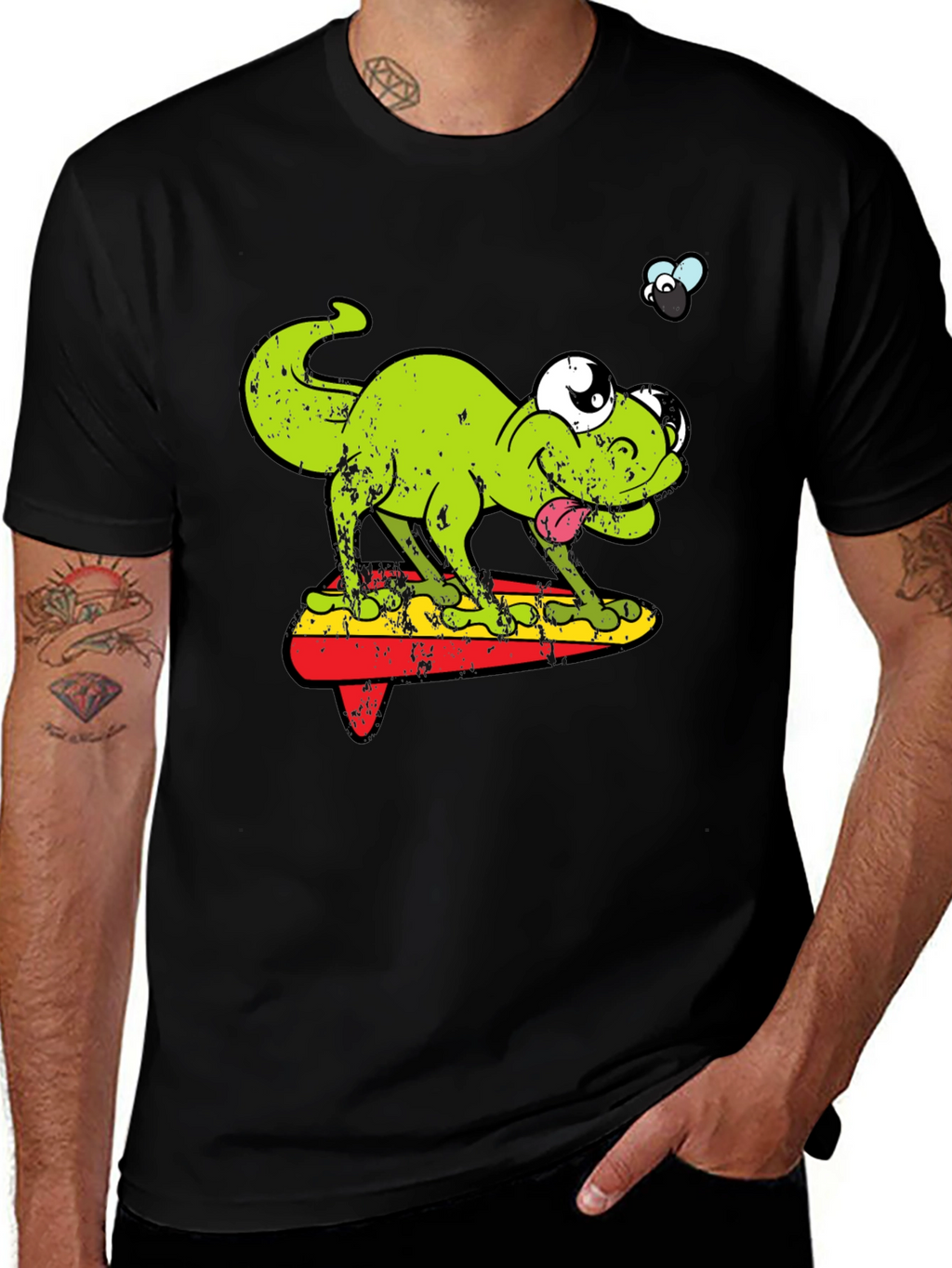 Funny Retro Lizard Surfboard T-Shirt