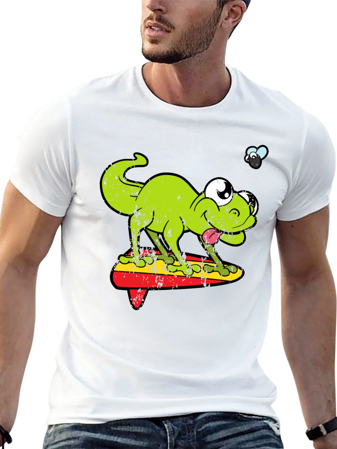 Funny Retro Lizard Surfboard T-Shirt