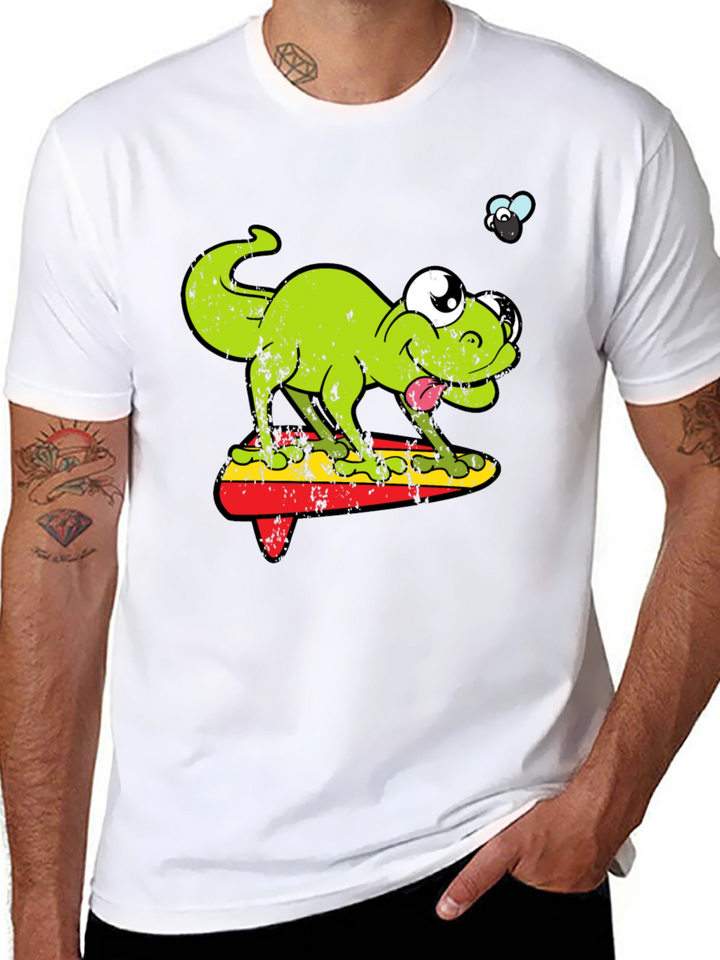 Funny Retro Lizard Surfboard T-Shirt