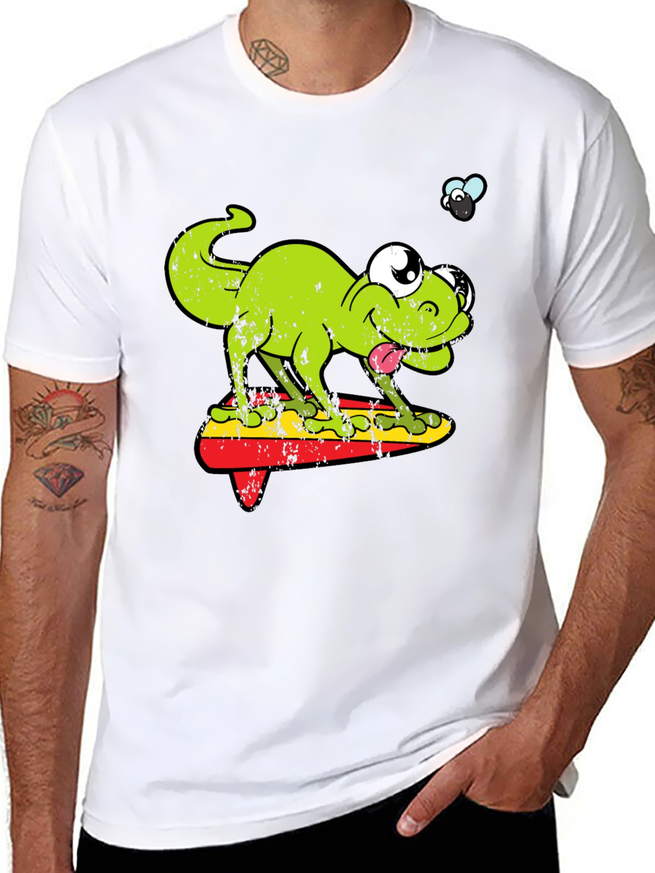 Funny Retro Lizard Surfboard T-Shirt