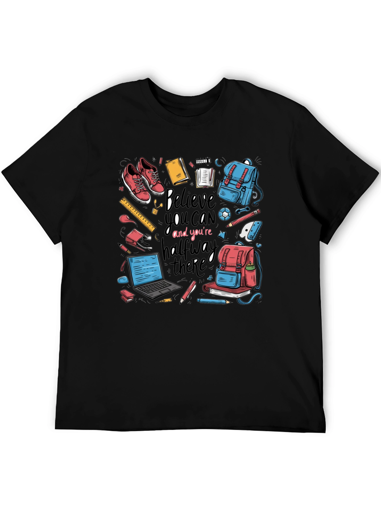 Believe You Can T-Shirt Back to School Black Cotton Tee