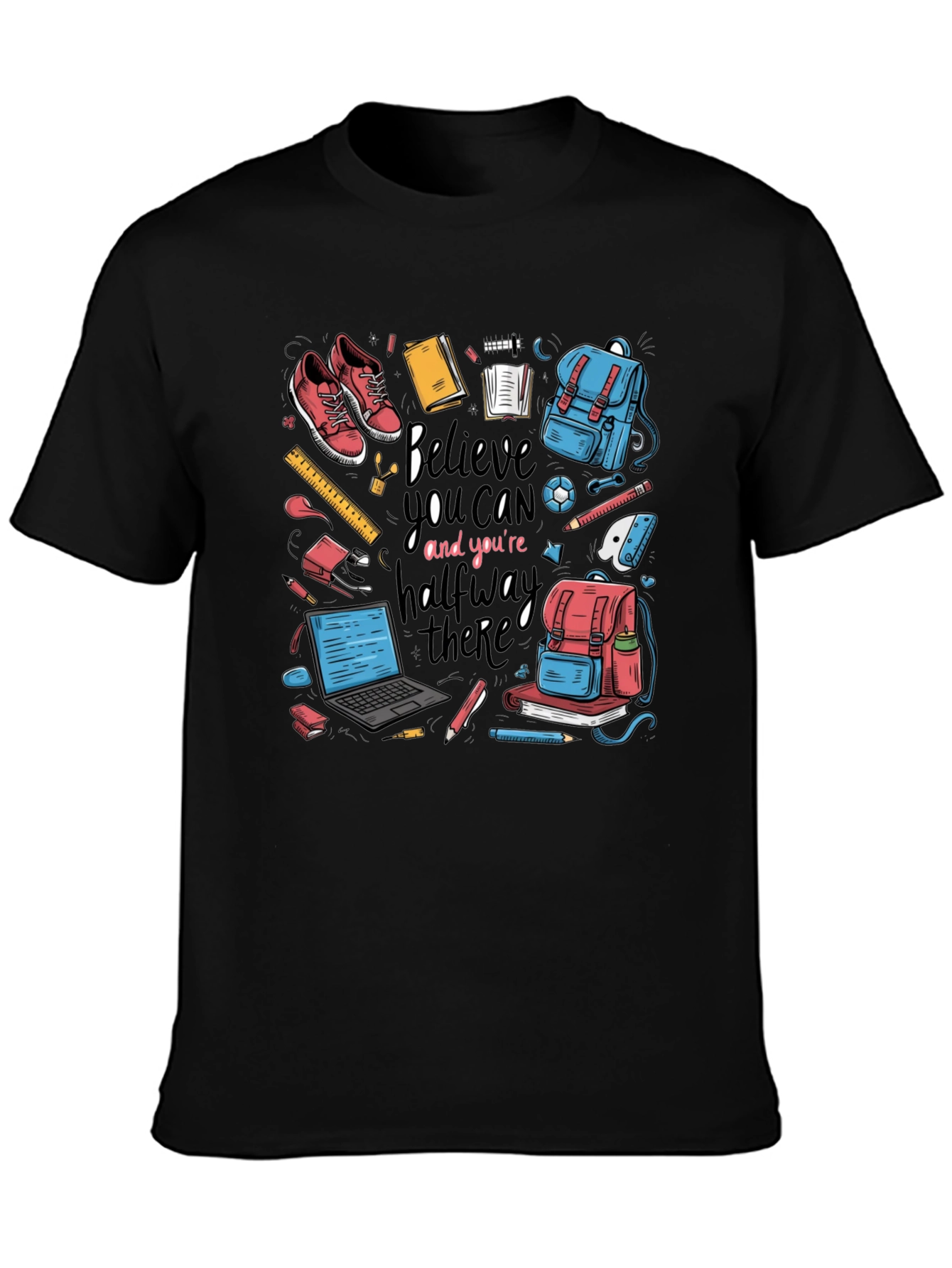Believe You Can T-Shirt Back to School Black Cotton Tee
