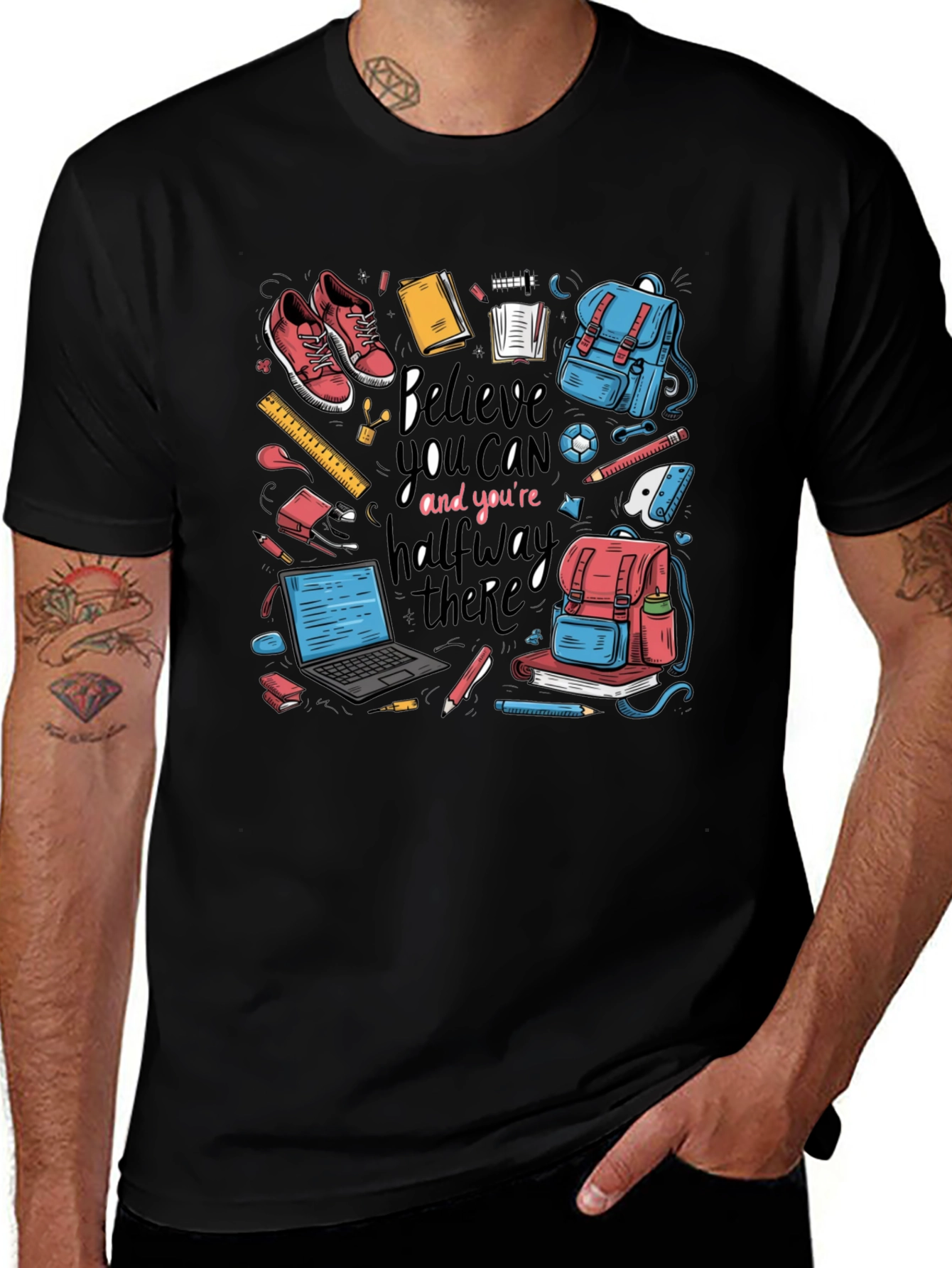Believe You Can T-Shirt Back to School Black Cotton Tee