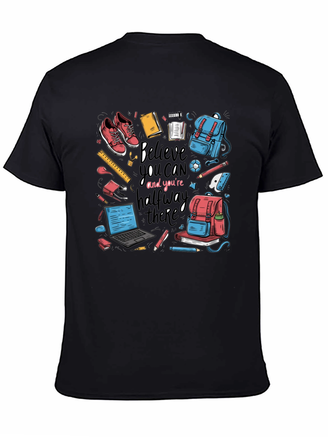 Believe You Can T-Shirt Back to School Black Cotton Tee