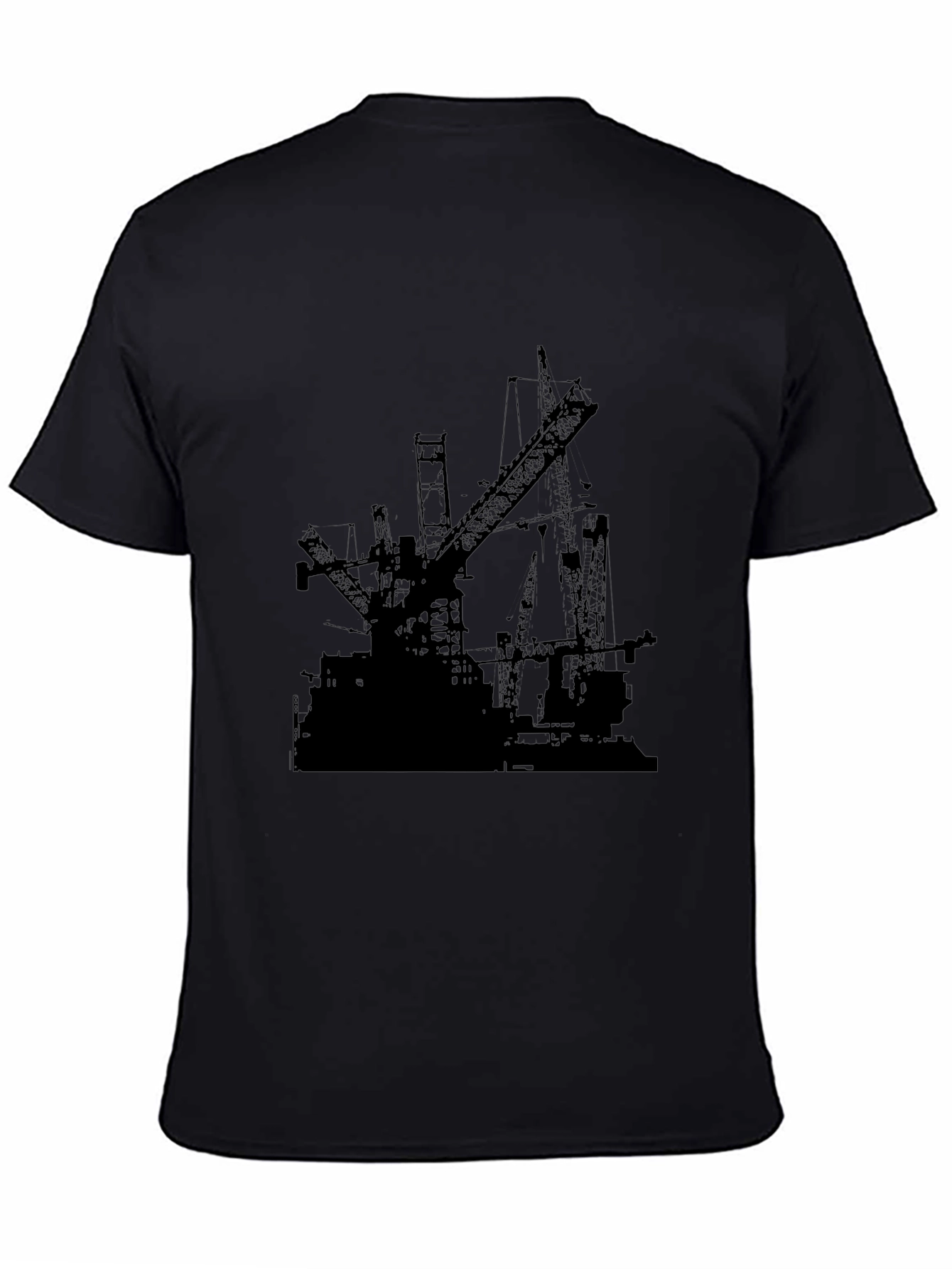 Black Crane Print Tee - Unique Design