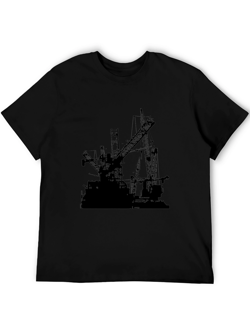 Black Crane Print Tee - Unique Design