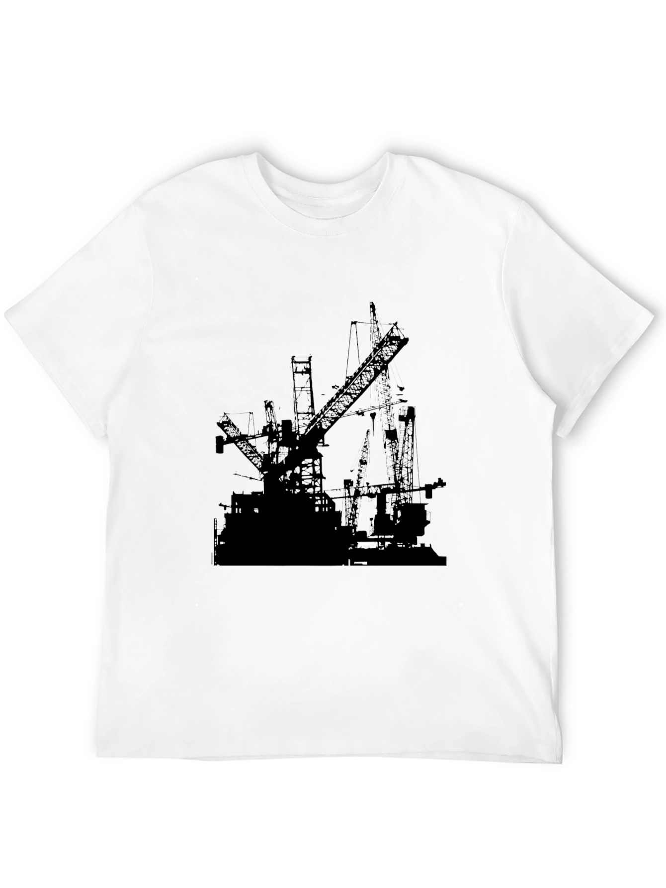 Black Crane Print Tee - Unique Design