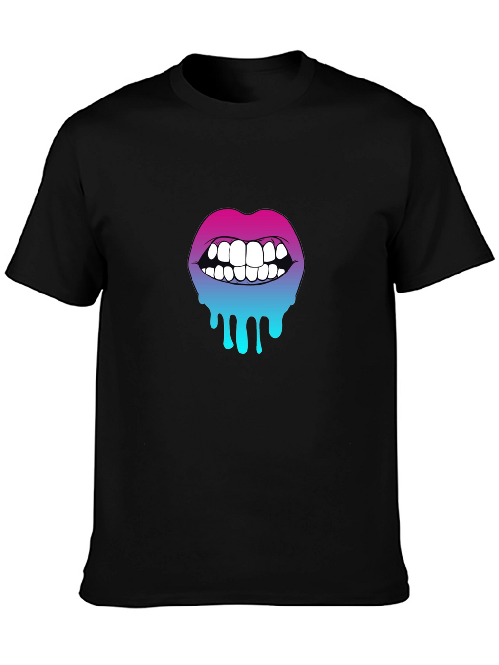 Gradient Dripping Lips Graphic Tee - Trendy & Unique