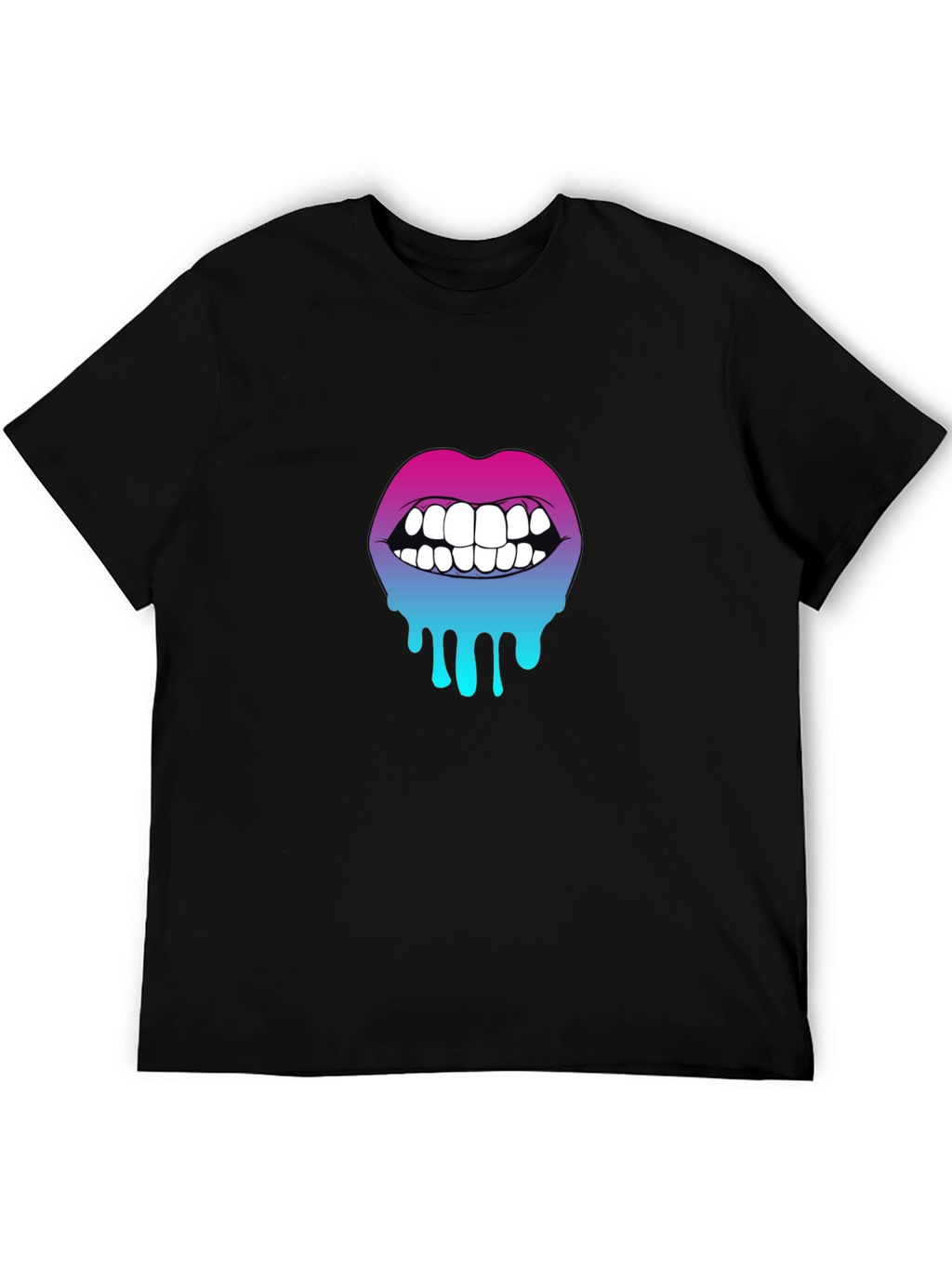 Gradient Dripping Lips Graphic Tee - Trendy & Unique