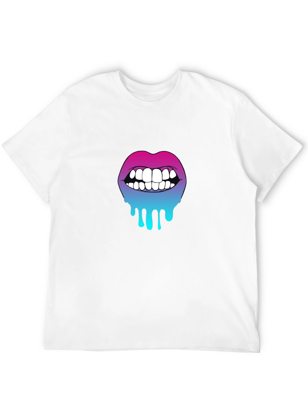 Gradient Dripping Lips Graphic Tee - Trendy & Unique