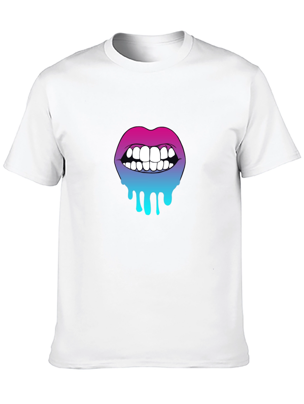 Gradient Dripping Lips Graphic Tee - Trendy & Unique