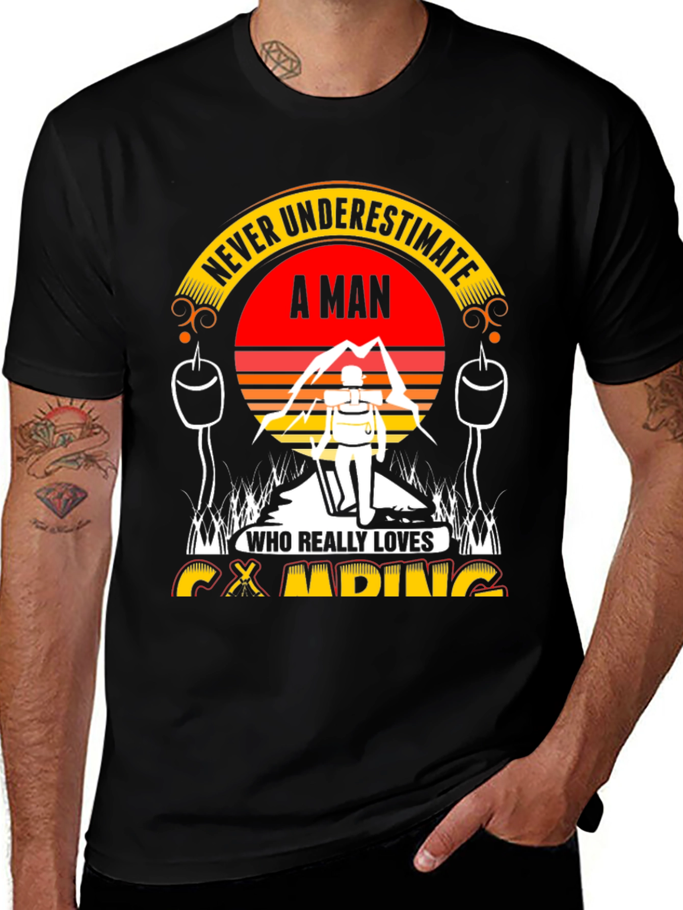 Camping Lover Tee: Never Underestimate A Man!
