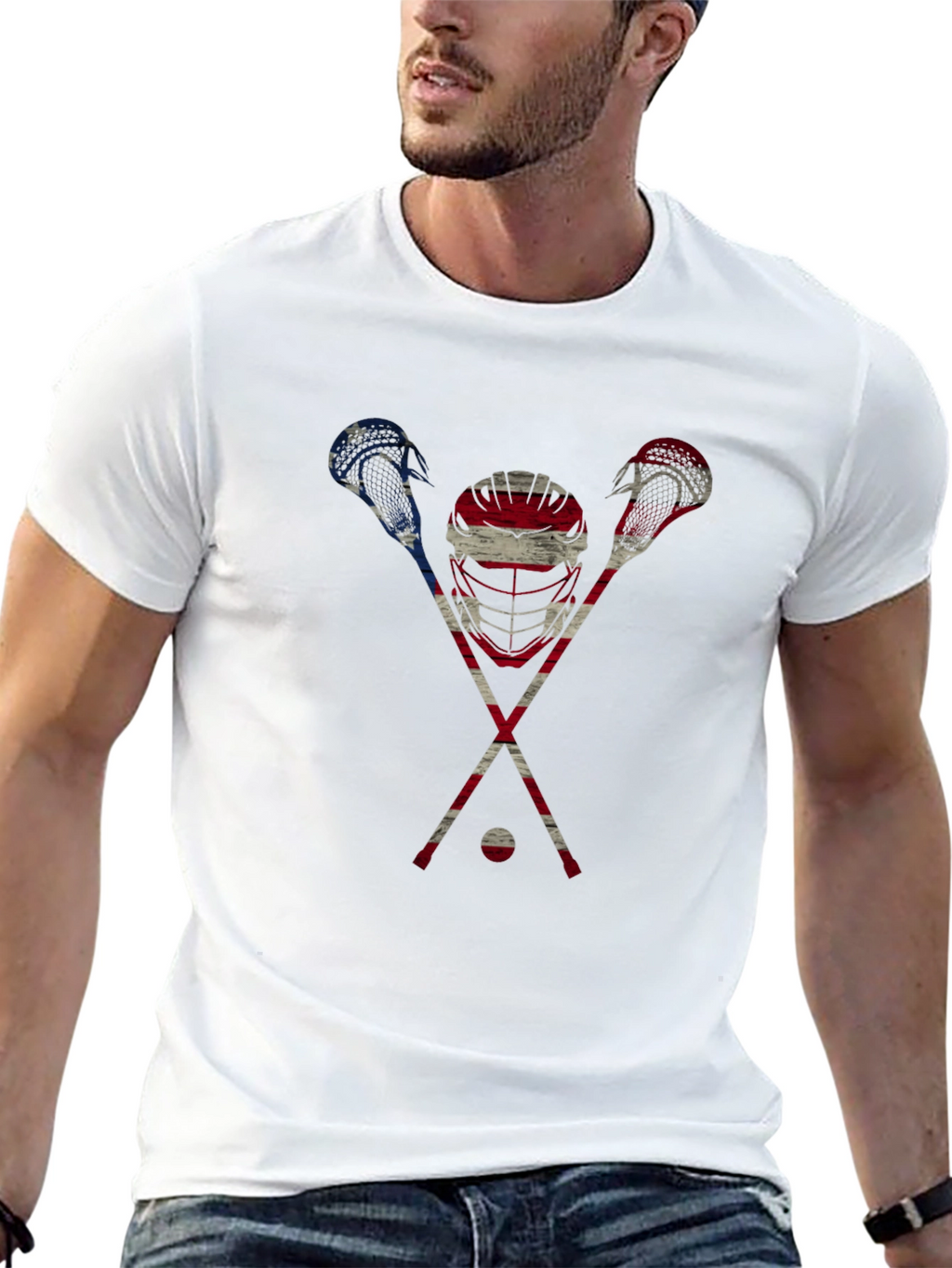 Patriotic Lacrosse Graphic T-Shirt