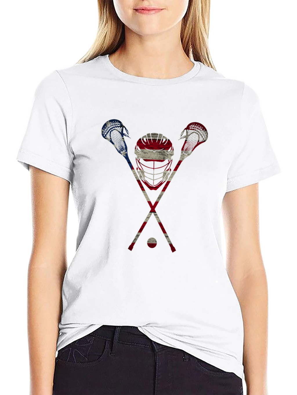 Patriotic Lacrosse Graphic T-Shirt