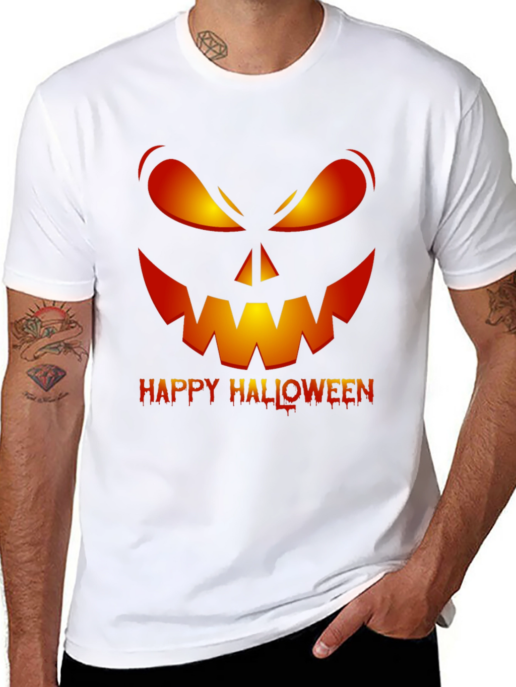 Happy Halloween Pumpkin Face Graphic T-Shirt