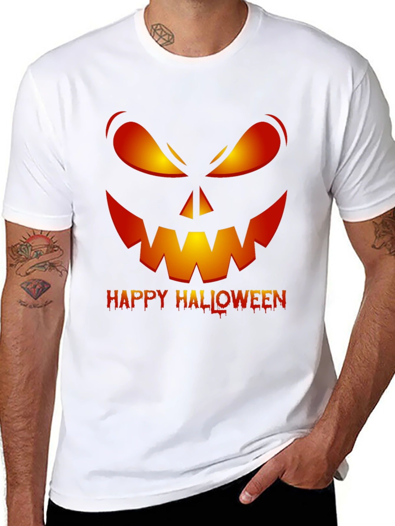Happy Halloween Pumpkin Face Graphic T-Shirt