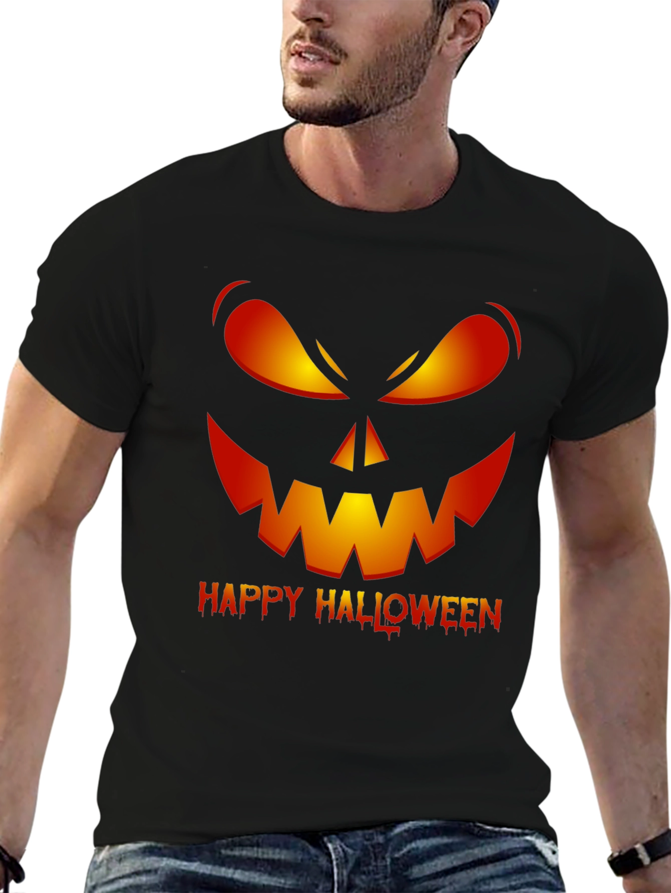 Happy Halloween Pumpkin Face Graphic T-Shirt