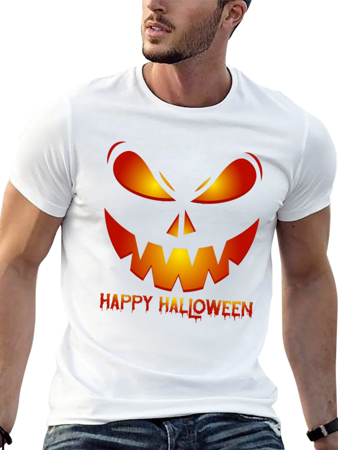 Happy Halloween Pumpkin Face Graphic T-Shirt